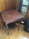 Oak parlor table with lions feet, 24'' x 24'' top, 30'' h.