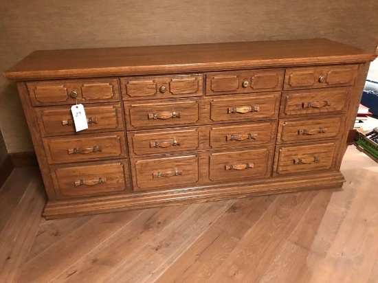 Ranch oak -13 drawer buffet-19'' deep x 32'' tall x 69.5'' long. Beautiful furniture