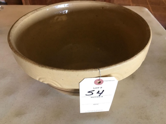 Large brown stripe crock bowl, 1 minor exterior chip