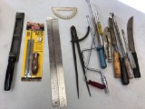 Assortment inc. Metal Rulers, Shur-Form, File Guide, Protractor, Snap-on 3/8 Speed Wrench