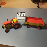 Tin Tractor and Wagon Combination