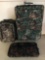 Matching luggage set containing (1) large suitcase, (1) carry on size, (1) garment bag/duffel bag