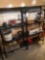 2-light metal shelving units, plus miscellaneous items to include-watermelon ice bucket,