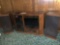 Oak veneer 19'' x 60'' x 38'' entertainment center with side and bottom glass doors with shelves.