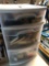 3-compartment plastic storage container w/ many misc shop supplies, NO SHIPPING!