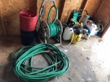 50+ ft rubber garden hose, hose and reel, (2) hand sprayers, garden tools, sprinkling cans and more!