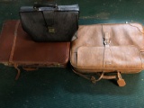 (2) vintage leather suitcases and duffel bag, NO SHIPPING!