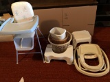 Graco tot-wheelers, high chair, laundry basket, stepstool, wastebasket and wicker basket. NO