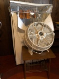 End table/record holder, floor fan and portable wardrobe. NO SHIPPING!