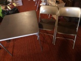 Card table and 2-Samsonite folding chairs-nice condition.NO SHIPPING!