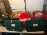 3- large plastic totes of ornaments, Garland and Christmas decorations and lights. NO SHIPPING!