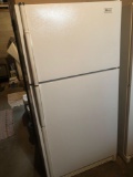 Newer Maytag 18.8 ft. fridgerator/freezer, white and in nice condition. NO SHIPPING!