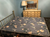 60'' x 80'' Sealy posturepedicc mattress and box spring with bronze headboard and no footboard.