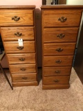 (2)-6 drawer oak chest of drawers-21'' x 16'' x 56''. NO SHIPPING