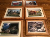 6- Oak framed pictures