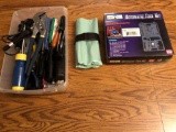 Various household tools and Roto-O-Matic tool kit new in box.