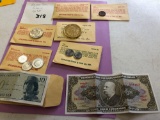 Various foreign coins and currency