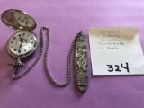 Legant 17 jewels Incabloc Swiss made pocket watch with knife