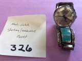 Men's watch with sterling/turquoise band-nice