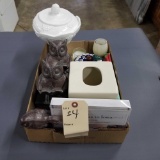 Owls, Candy dish, candles & misc.