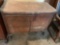 Commode (missing 1 rear wheel), 4 drawer dresser, 2 table leaves, thick solid oak piece of wood. No