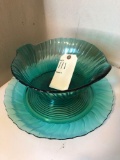 Blue Swirl design bowl & platter