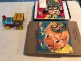 2 small puzzles : Patsy Pig, Danny Dog, Whistling engine pull behind train. Shipping