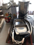35 cup coffee maker, 2 Air pots, Misc. platters & trays