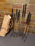 set of old golf clubs with cloth bag. No shipping