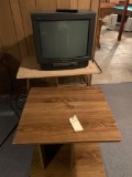 Sony tv, 2 stands, 6' table, book shelf, table mount light. No shipping