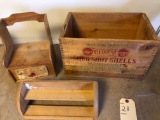 Remington UMC Kleanbore Sure Shot shells & 2 wall wooden shelves