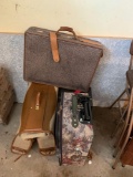 Three pieces of luggage, amplifier, map of the American Civil War. No shipping
