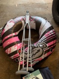 Metal crutches, River Rat raft, Inflatable mattress with electric air pump. No shipping