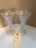 2 Cut glass flower vases