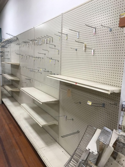 6 Sections of Lozier Shelving and some Hooks and Shelves