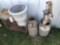 Assortment inc Milk Cans, Cistern Pump And Large Decorative Flower Pot