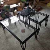 Glass Top Metal Frame Decor Tables Set of 3