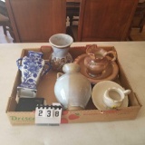 Assorted Ceramic Vases and Dresser Size Pitcher and Basins