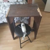 Telephone, Stool, and Cabinet