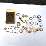 Assortment Jewelry inc. Cigarette Case, Rings, and Earrings