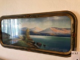 Framed 14x32 Lake Scene Picture