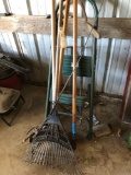 Assortment inc Yard and Garden Tools and Step Stool