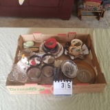 Assortment inc. Glasses, Ashtrays, Stemware, and Mustache Cup