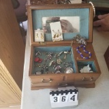 Jewelry Box with Assortment of Earrings