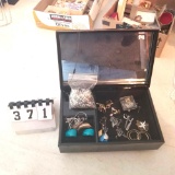 Jewelry Box and Assortment of Earrings