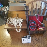 2 Jewelry Boxes and Assortment of Necklaces and Bracelets