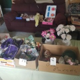 3 Box Assortment inc. Beanie Babies and Floral Vases