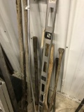 Assortment inc. Post Hole Spade, Level and Spud Bars