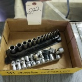 Assortment SNAP ON 1/4 Drive Metric Sockets and 3/8 SAE Swivel Heads