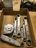 Assortment Ratcheting Speed Wrenches and Tape Measure